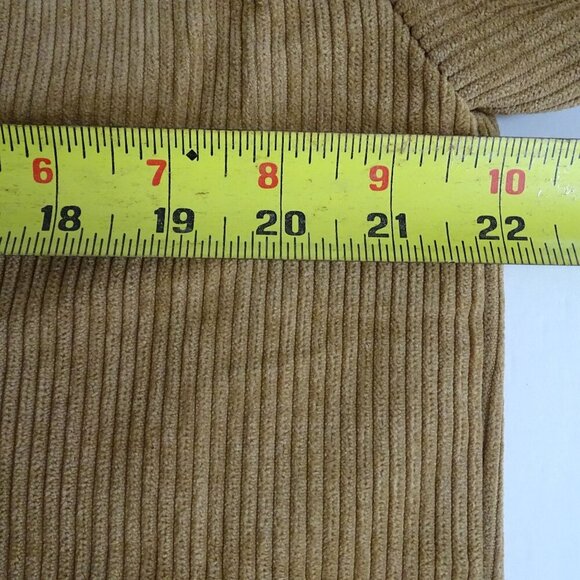 Corduroy Button Up Shirt Jacket Tan Women Size L Long Sleeve Pockets - Picture 9 of 11